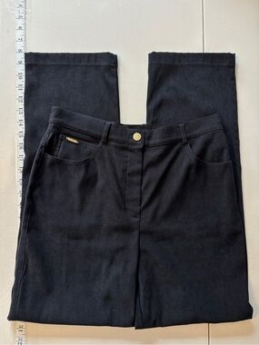 VTG St John Sport Black Jeans Size 8 Straight Leg High Rise Quiet Luxury Stretch